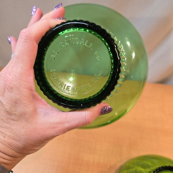 2 Vintage‎ A.L. Randall Emerald Green Glass Bowls Prairie View Ill 6.5" Diameter - Picture 5 of 8